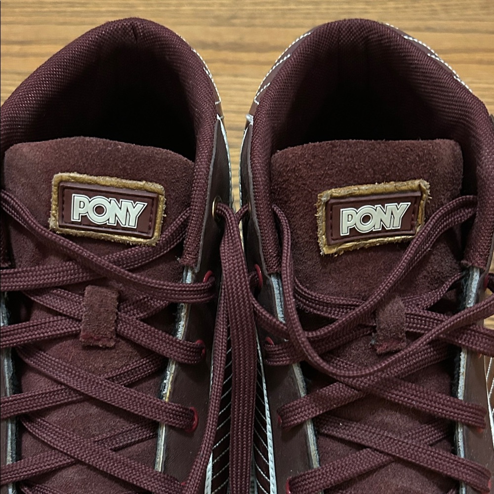 Pony Sneakers Men's 10.5 Burgundy Feed the Cat Mid High-Top Retro - Picture 7 of 12